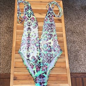 Green cheetah print one piece